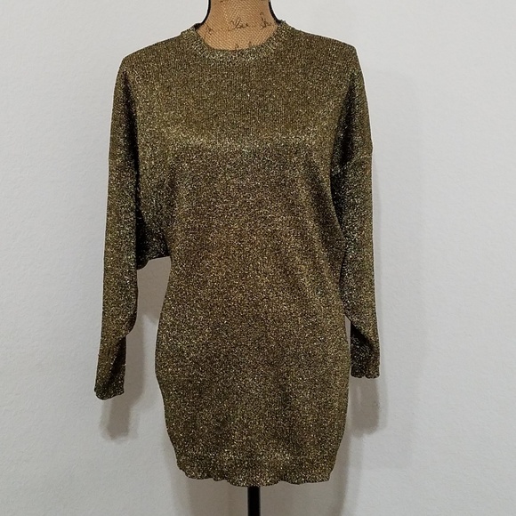 Gold crew neck sweater,dolman type sleeves•sz. lrg - Picture 2 of 8